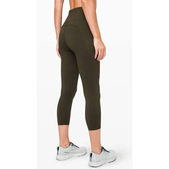 Lululemon Fast and Free High-Rise Crop II Green-sz 6 - Picture 4 of 10